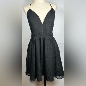 Balletcore Molly Green Chic Black Mini Sundress w/Criss Cross Back. Size Large.